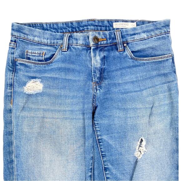 Blank NYC Deep Cuff Straight Medium Wash Distressed Blue Jeans Women’s Size 28 - Picture 2 of 10